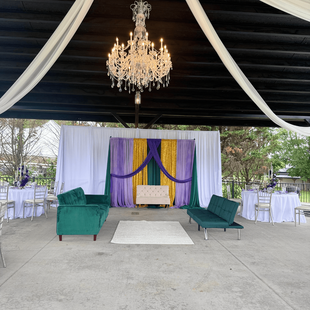 Large white wedding tent set up for outdoor event at Grahams Estate Gallatin TN