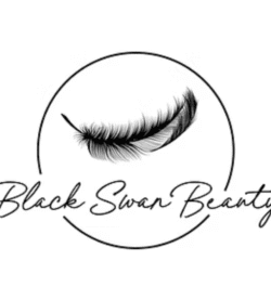 Black Swan Beauty logo with stylized swan icon