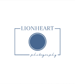 Lionheart Photography logo with blue frame and circle