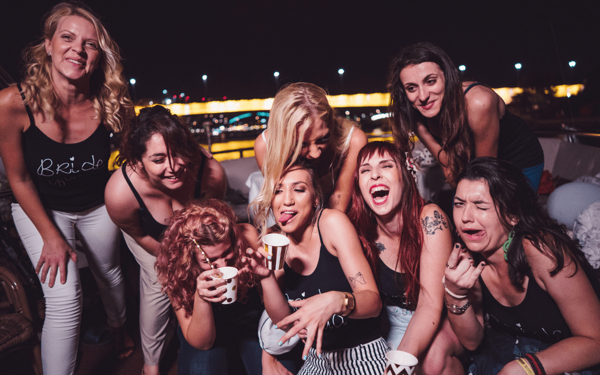 Bride and bridesmaids celebrating in Nashville
