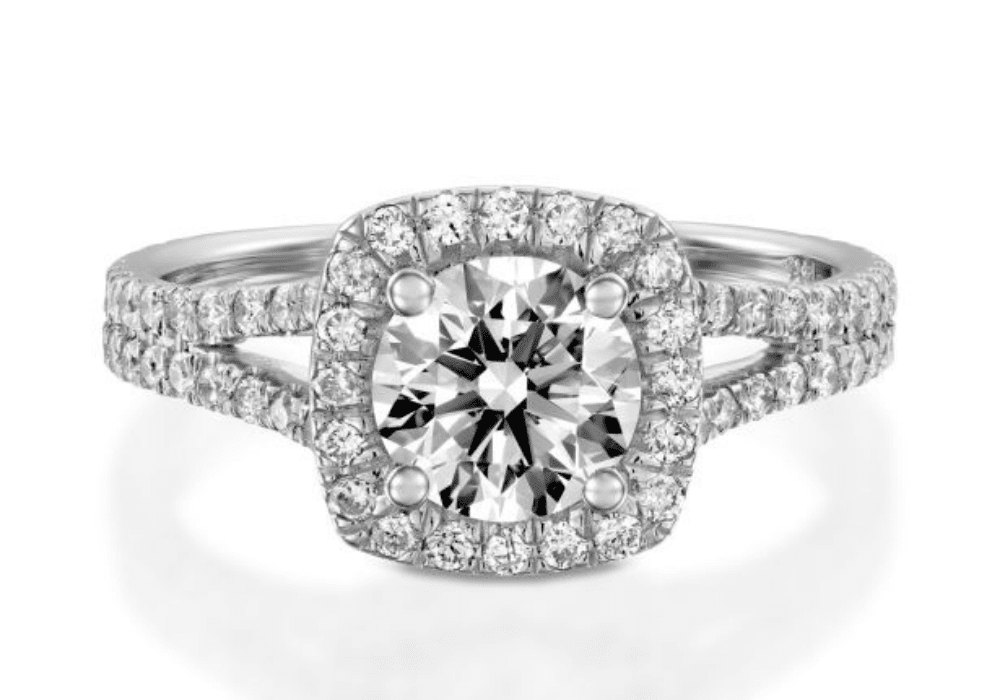 Round diamond engagement ring on velvet