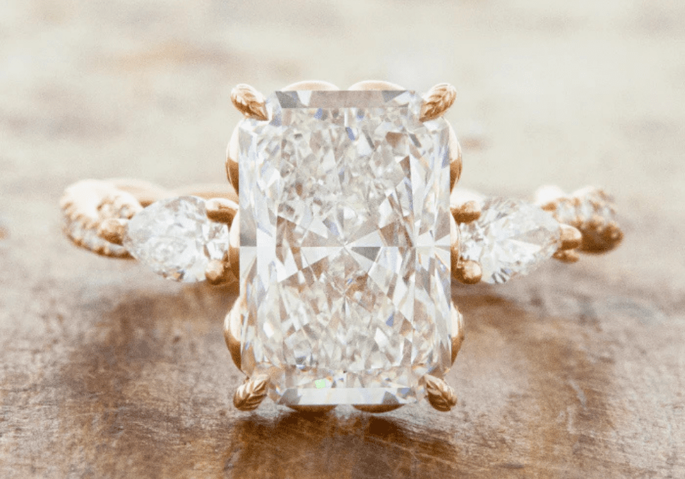 Radiant-cut diamond engagement ring