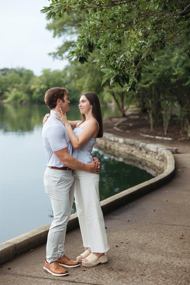 Engagement session at Centennial Park in front of the Parthenon