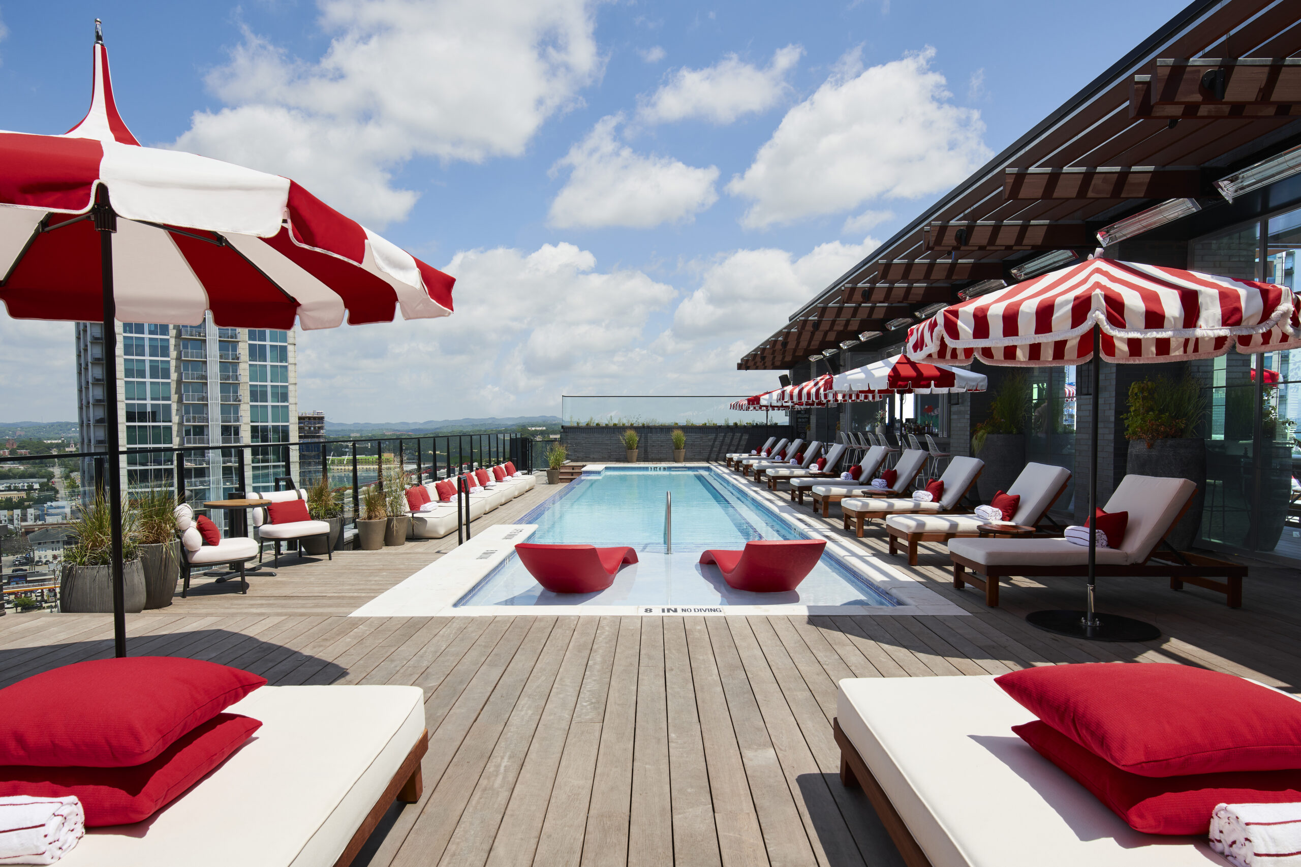 The Pool Club rooftop bar and pool at Virgin Hotels Nashville