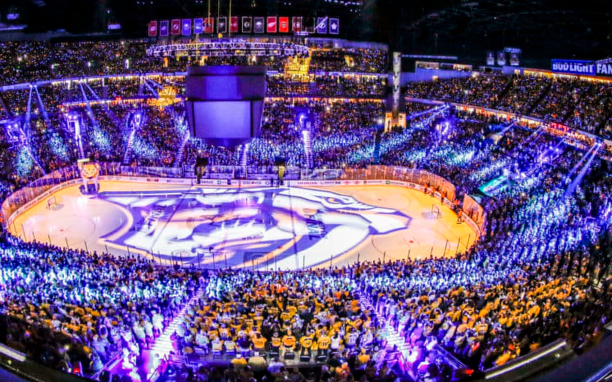 Nashville Predators game at Bridgestone Arena in winter