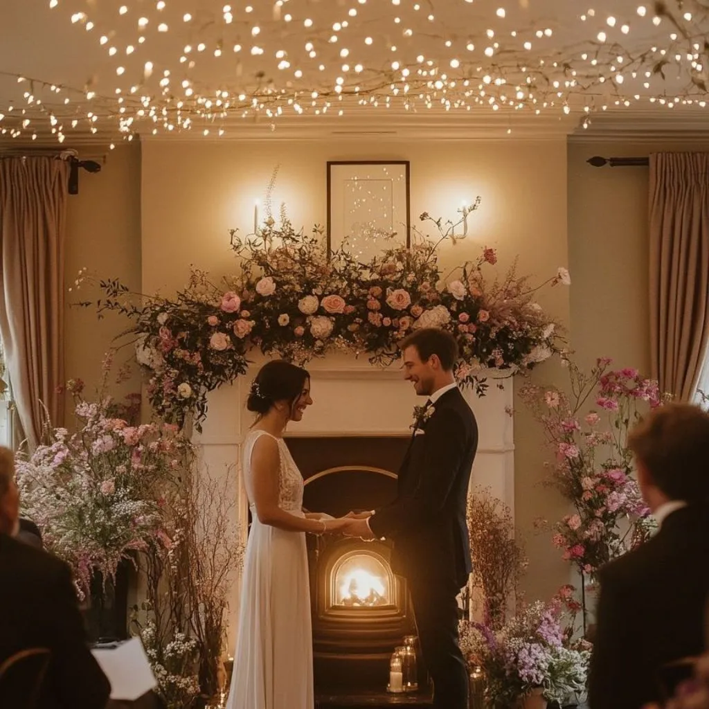 Intimate micro-wedding ceremony with close family at estate venue