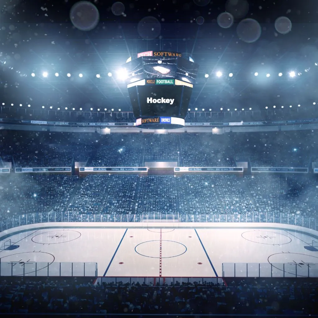 Hockey rink at Bridgestone Arena in Nashville during a winter game