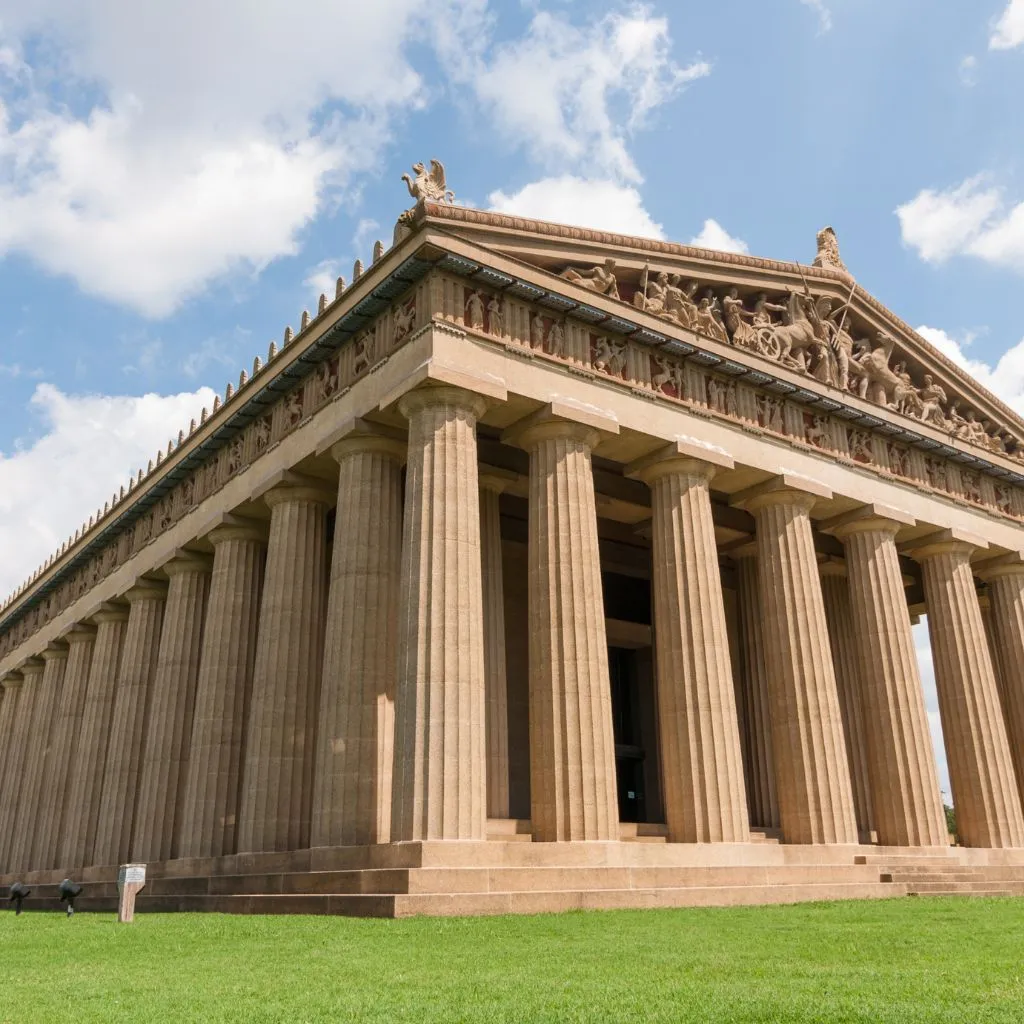 The Parthenon at Centennial Park in Nashville on a sunny spring day